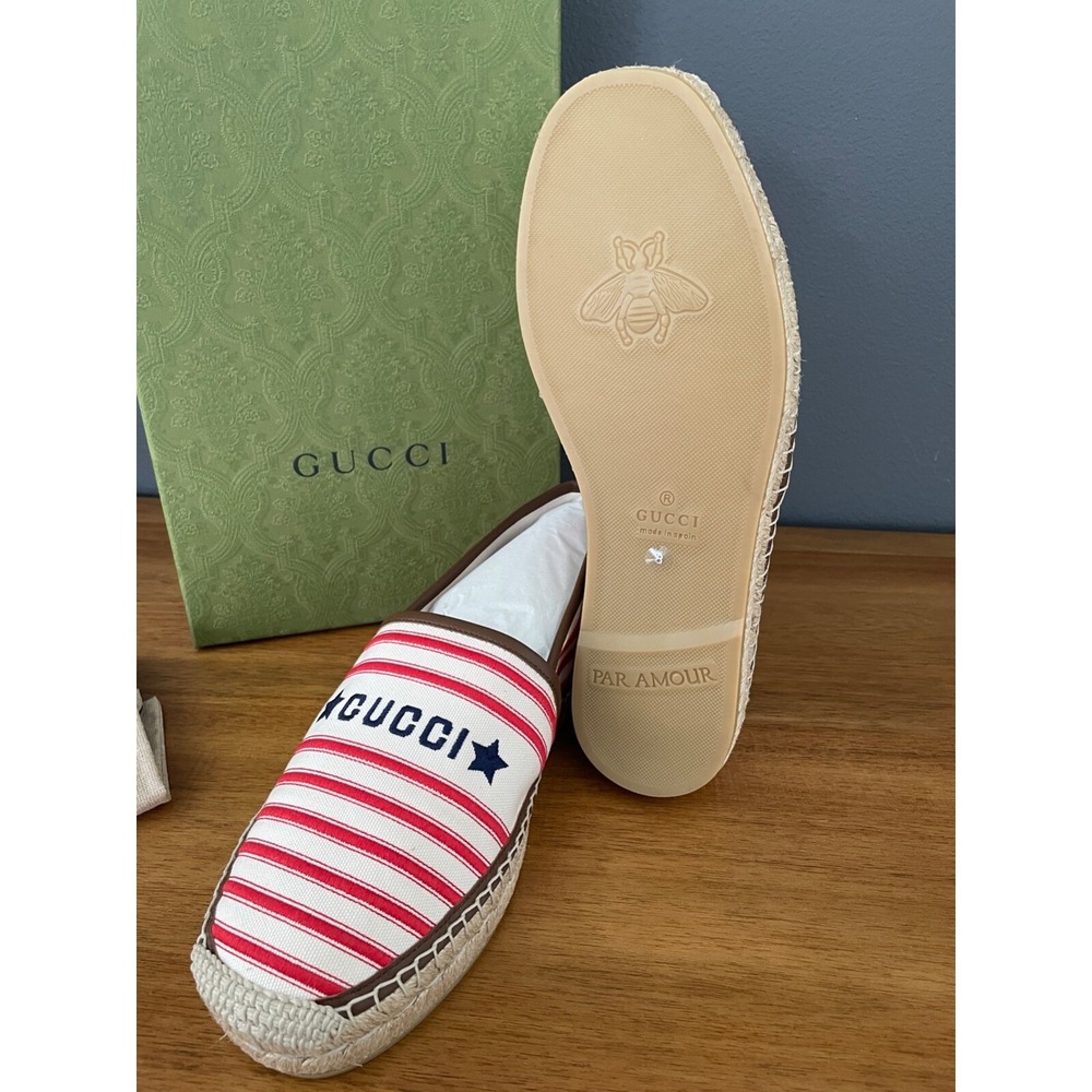 GUCCI 692968 Men's Fabric red-striped Signature Moccasin, G 9+ US 10 - Picture 9 of 9